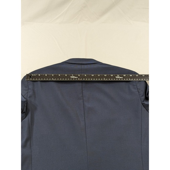 H&M  Slim Fit 1 Button Casual Suit Jacket Blazer Dark Blue Crosshatch Size 36R - Picture 11 of 11